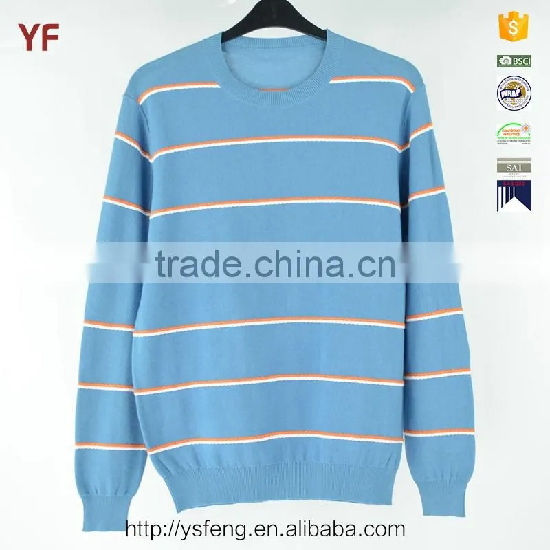100% Cotton Plain Striped Computerized Sweater