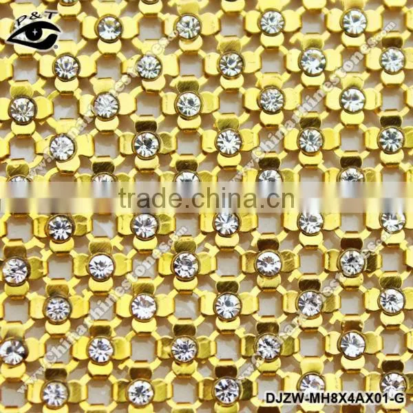Hot fix rhinestone studs metal mesh trim Flower Shape