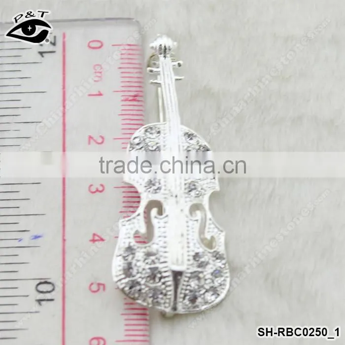 Guitar Shape Rhinestone Brooch Crystal Pins for wedding invitation