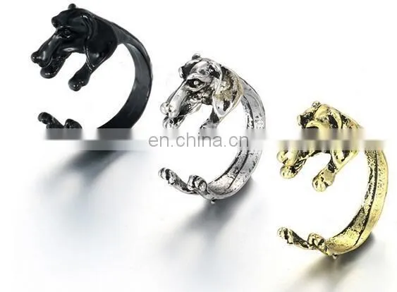 10 Styles Dog Ring Vintage Animal Puppy Wrap Ring Open Adjustable Resizeable