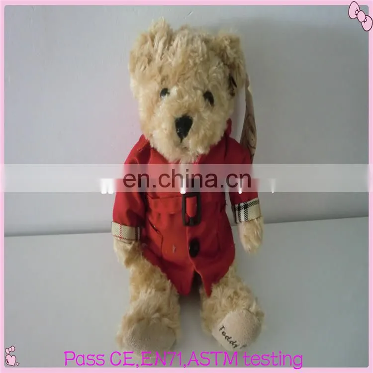 Lovely design cute stuffed plush teddy bears with canvas uniform