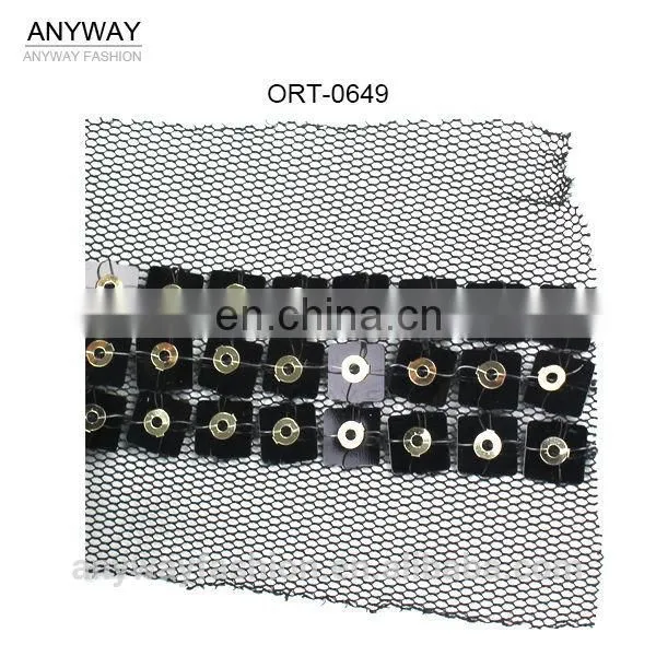 Wholesale heavy sequined mesh ribbon trim