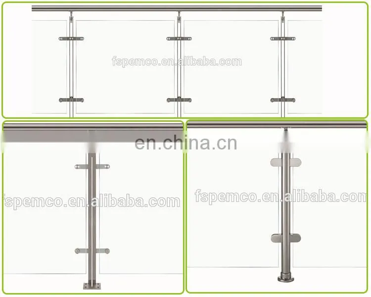 Factory price customized design stainless steel handrail indoor Tempered glass balcony railing