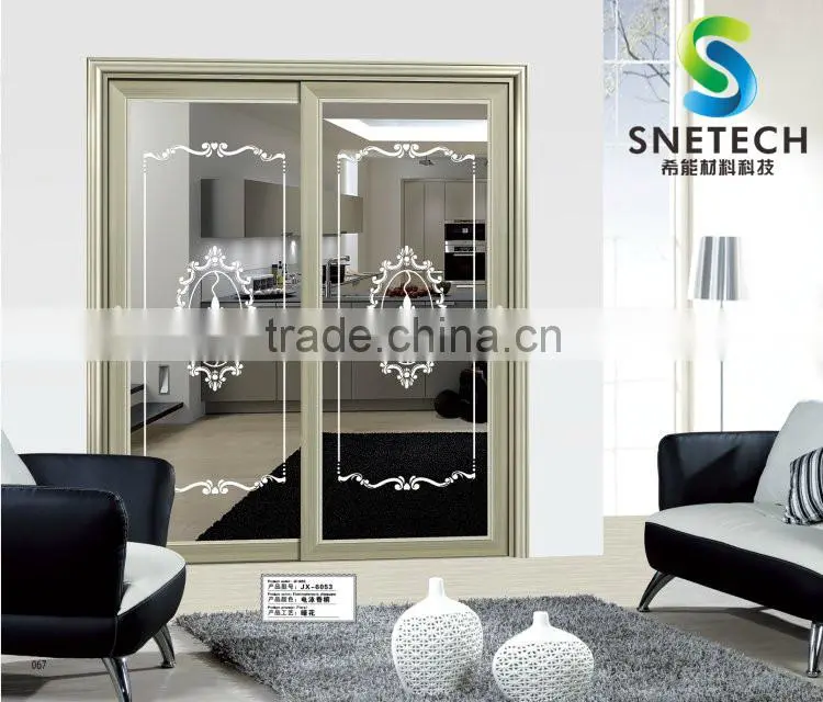 light green wood frames tempered glass for partition sliding doors