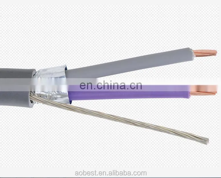 copper conductor 2 core 18 AWG shield cable with drain wire