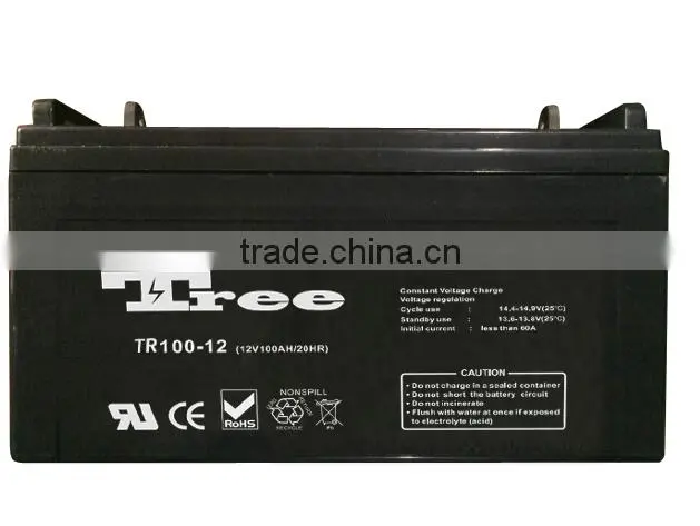 long life SLA AGM 12v 100ah deep cycle solar pannel battery