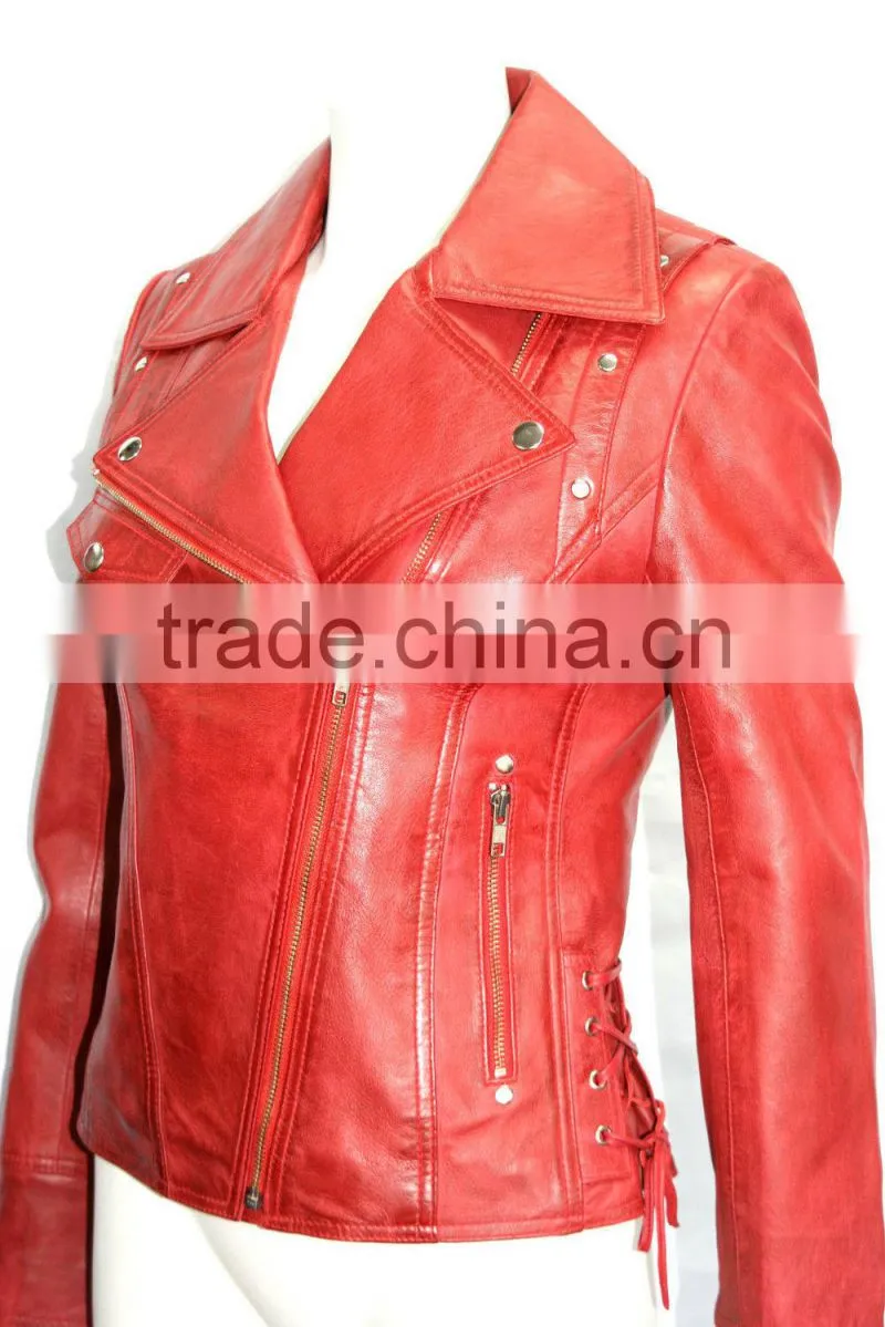 Red indian vintage motorcycle leather jacket