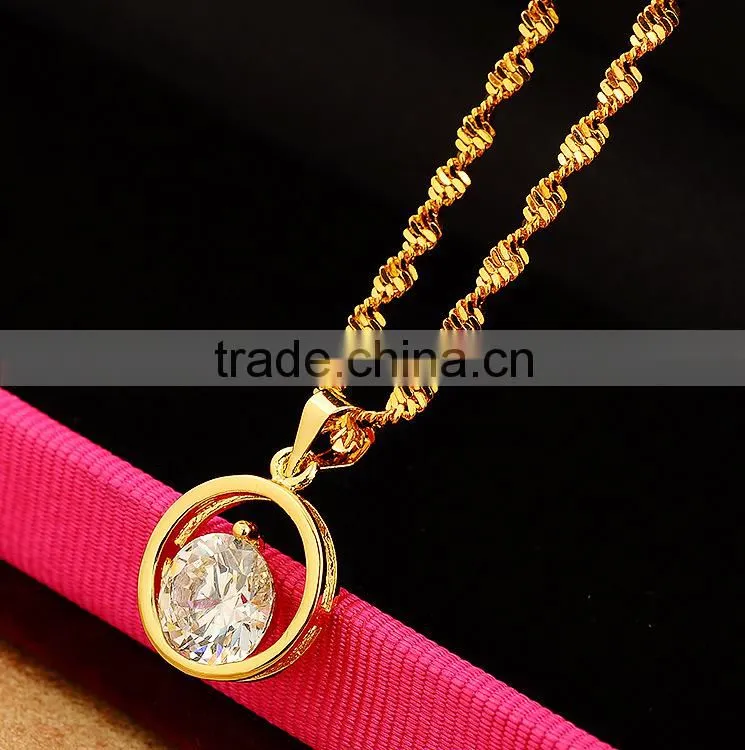 Wholesale charm necklace circle gold necklace popular pendant necklace