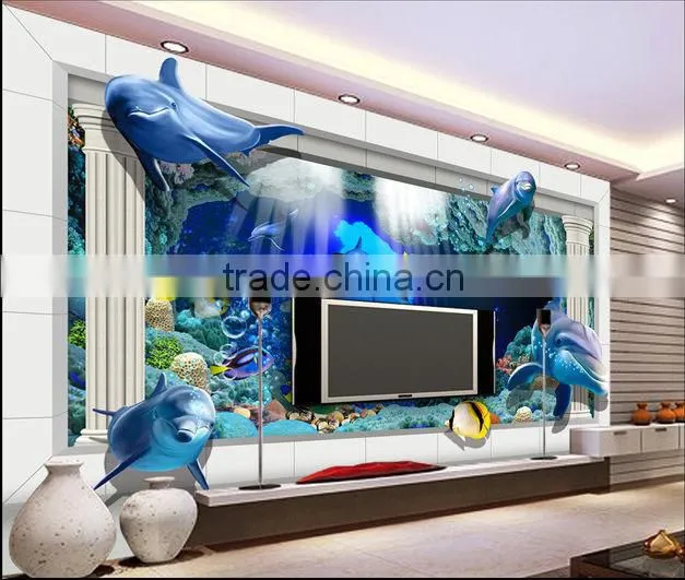 Newest design seaword 3d inkjet tile TV background ceramic 3d wall tile