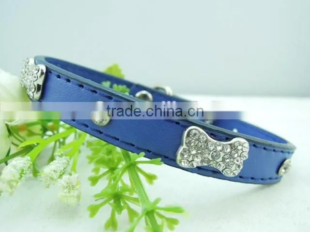 Pet collar manufacturers selling Crystal bone decoration dog collar