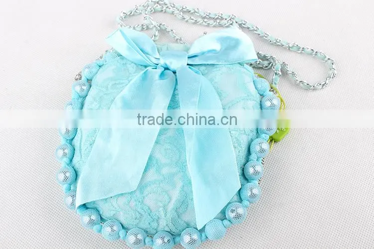 2015 Fast Shipment Sling bag baby girls coin purse girl lace pearls princess handbag
