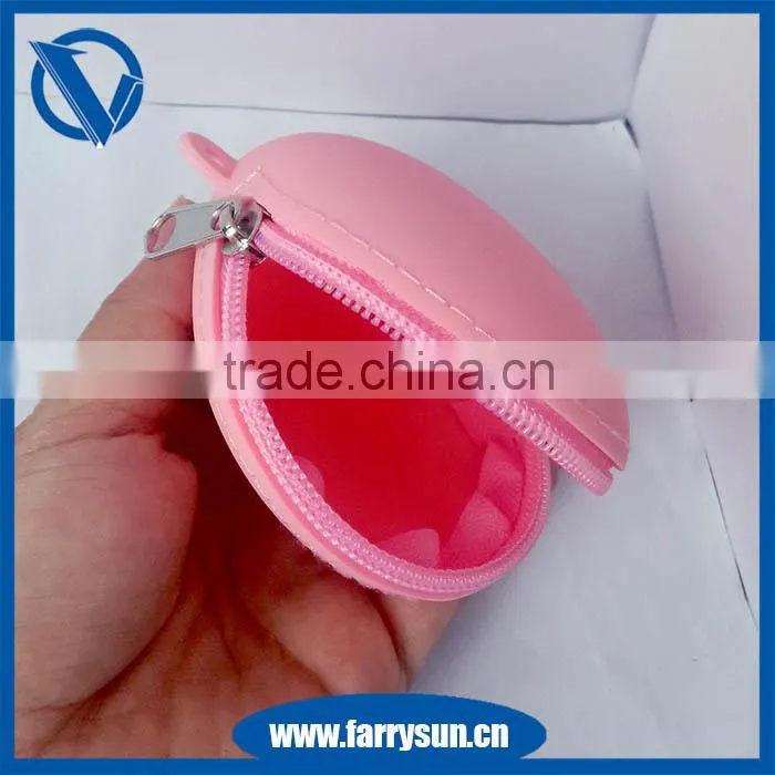 12 years factory direct Round cartoon purse/ zippper wallets/silicone pink wallet