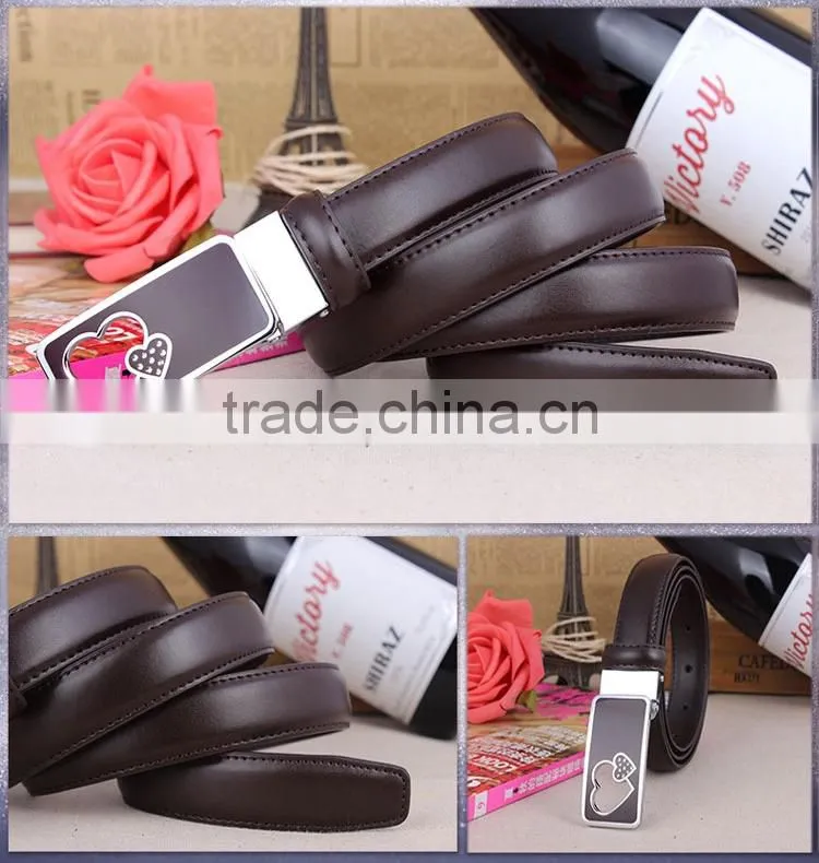 Fashion Women's Automatic Buckle Love Diamond Lady Leather Belt