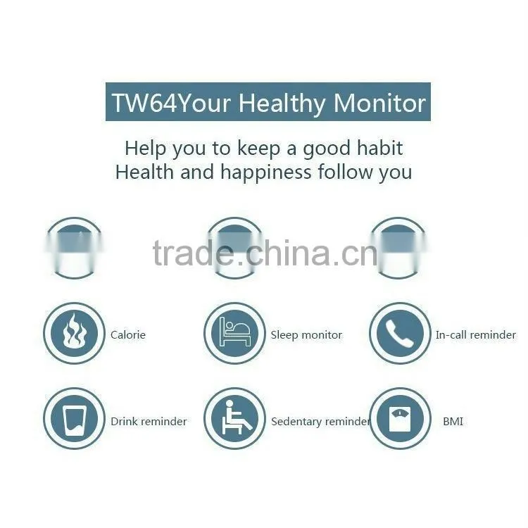 TW64 Bluetooth 4.0 Pulsera Inteligente Passometer Bracelet Sleep Fitness Activity Tracker Call Reminder Smart Band