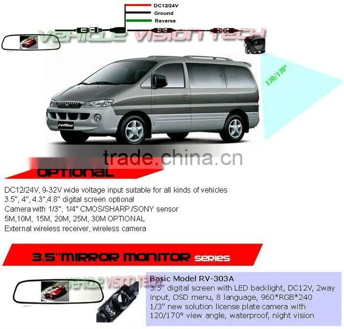 RV-303A camera rear view system with 3.5" digital screen monitor&night vision camera