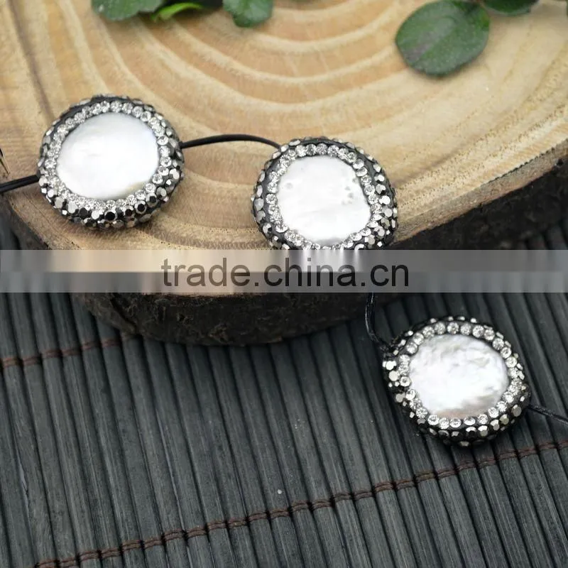 LFD-002B Finding ~ Druzy Round Shape Pearl Pave Rhinestone Connectors Spacer Beads Jewelry Making