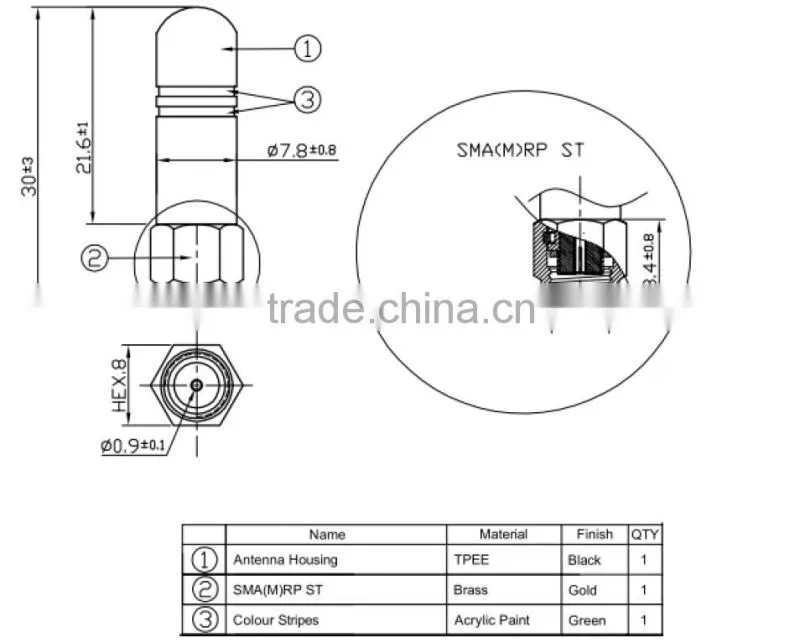 2.4GHz 109mm articulated antenna with RP SMA connector ,SMA antenna
