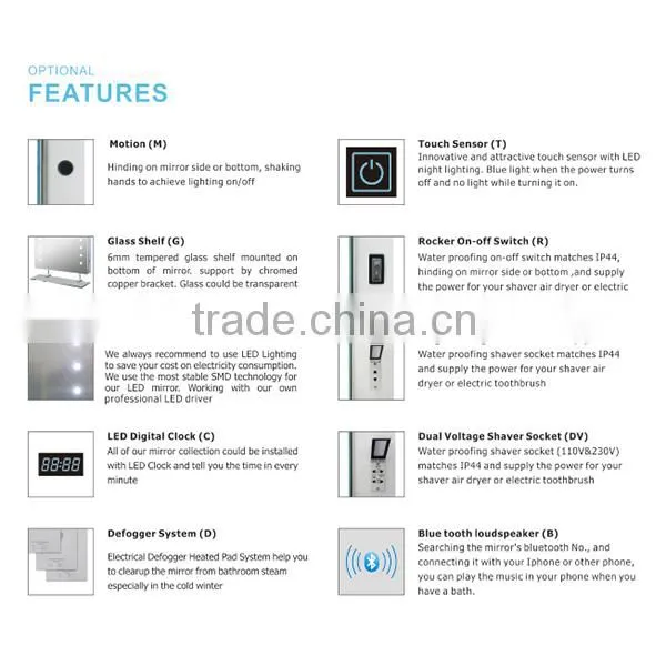 UL ETL Frameless LED Bathroom Mirror
