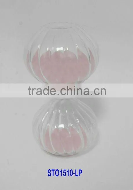 Pink Round Stripe Hourglass Sand Timer