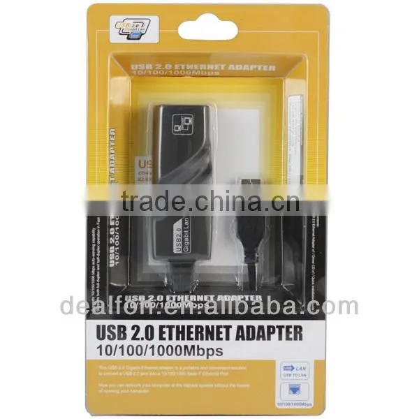 High Speed USB 2.0 to 10/100/1000Mbps Ethernet RJ45 Gigabit Lan Adapter