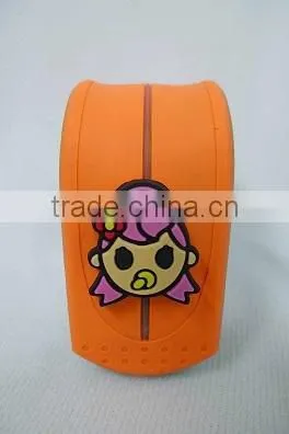 2016 Hot Sales Baby Rinne Women Wearable Waterproof Foldable Orange Rubber Wrist LED Watch