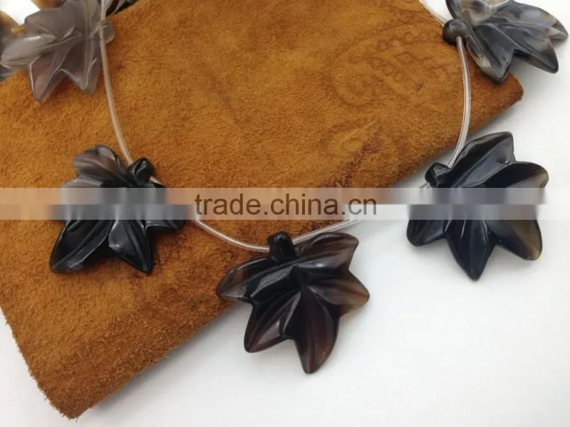 Wholesale price natural Mixted Color Agate stone Leaf gemstone shape Carved Leaf semi precious loose gemstone beads