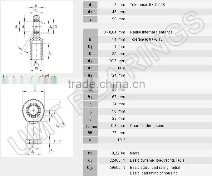 i Internal Thread Rod Ends GIL17-UK