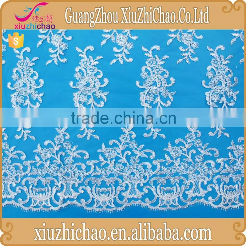M0107 Bridal Dress Embroidered Ivory Cord Lace Fabric Wedding Dress Tulle Fabric