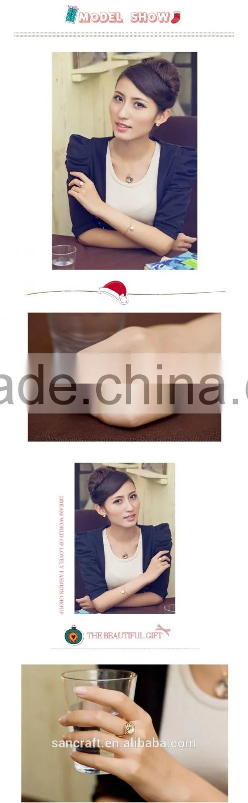 Big Austrian crystal adjustable jewellery college ring ceremony gift