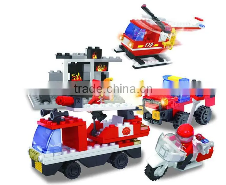 bd-63618408 children building block Fire-fighting vehicles plastic intelligent building block 200pcs