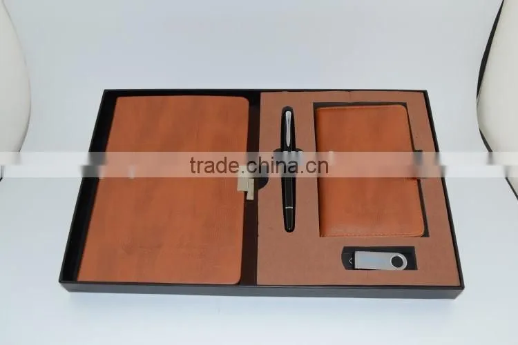 PU Leather Notebook USB Flash Drive Ball Pen Office Stationery Gift Set