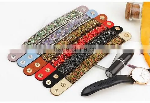 New arrival trendy natural stone bracelet leather bracelet customized/