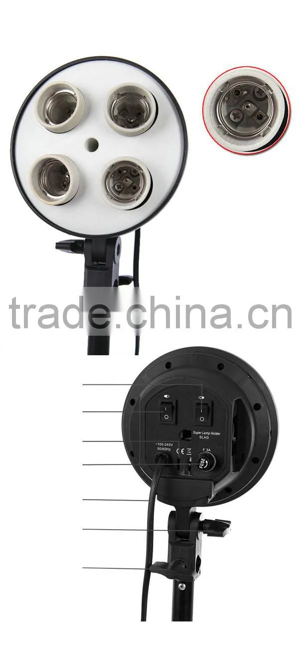 Photo Video Studio Light Lamp Bulb Holder E27 4X Socket
