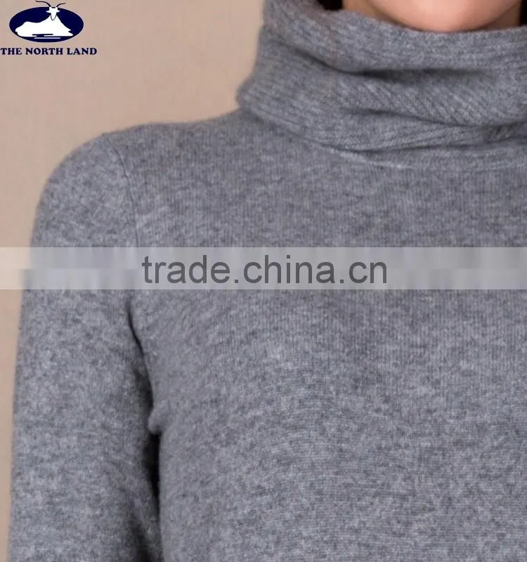 Ladies' Turtle Neck Long Pullover with Slit On Side CSW15112603L