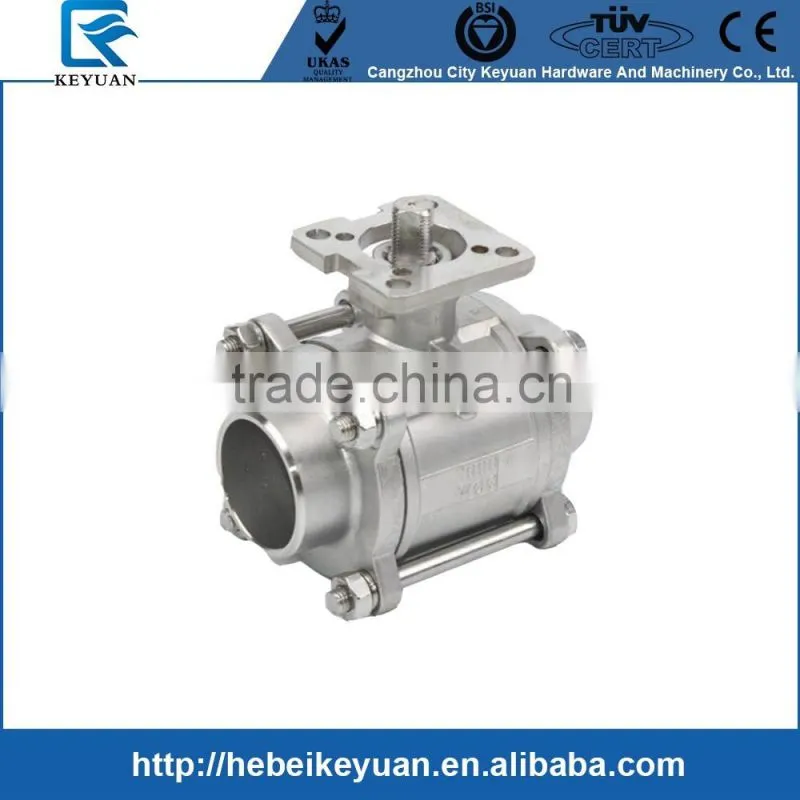 150# 3PC Flange ISO 5211 Ball Valve With Direct Mounting Pad High Performance