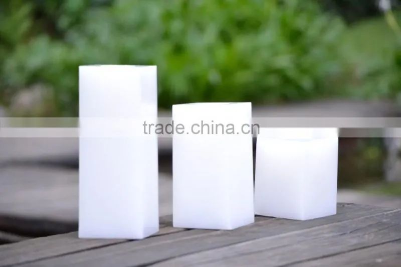 square pillar 75*H80mm 2 LED light wax candle, flameless electronic candle