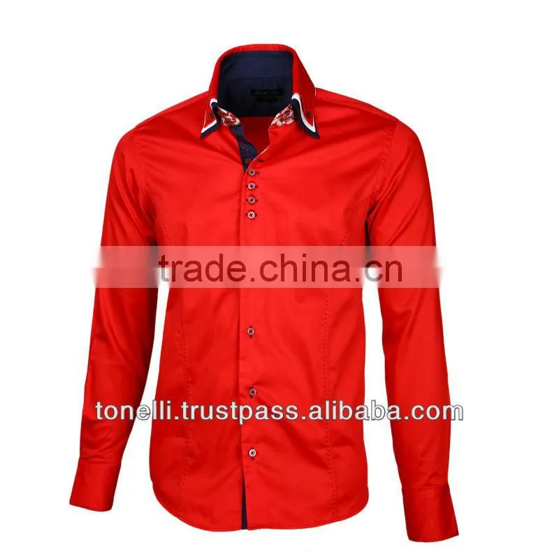 Stylish Triple Collar Red Shirts from Turkey - Free Worldwide Shipping
