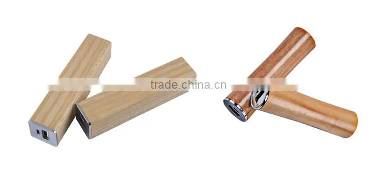 China supplier Li-polymer battery wooden power bank 2200mah lip stick power bank