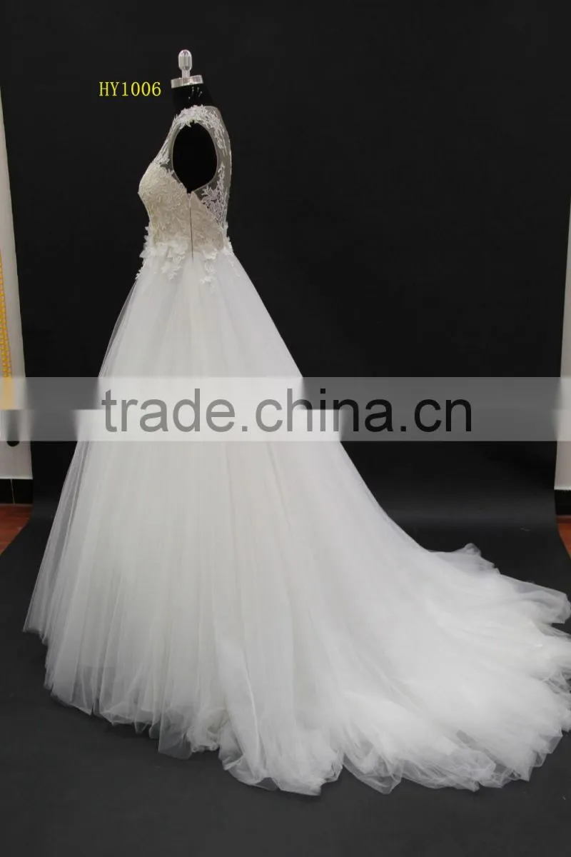 Best seller skin color tulle with soft ball gown skirt bridal wedding dress