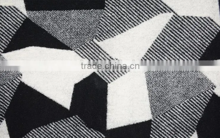 2016 black and white new jacquard design wool blend fabric for woman's overcoat