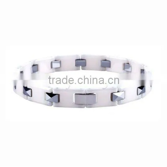 MEN'S Fashion Hi-tech White Zirconia Ceramic Polished Shiny Magnetic Healthy bracelet