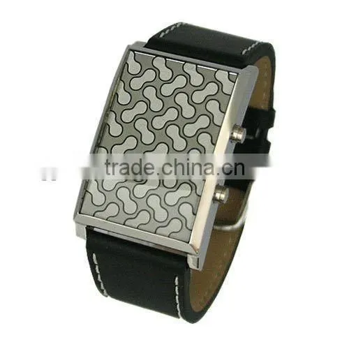 Black 28 LED movt 3 Color Light Digital Lady men led binary watch for gift