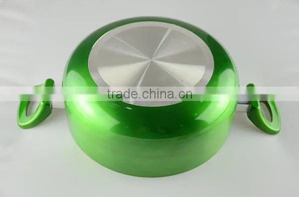 Metallic Painting Green Ceramic Sauce Pot with Lid
