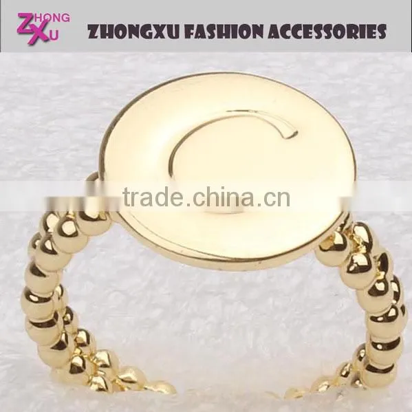 new fashion and popular gold plated custom alphabet letter rings