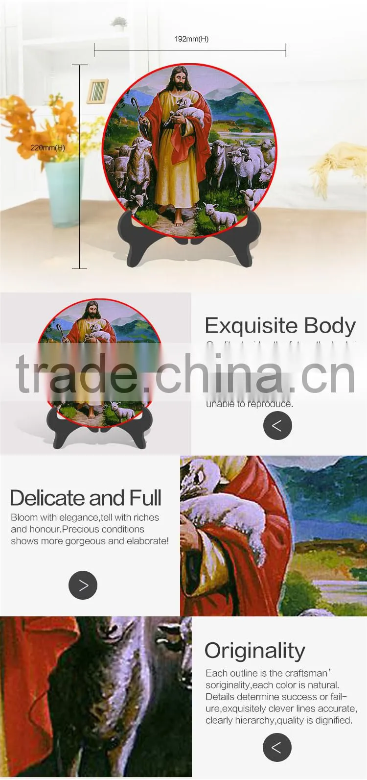 Wholesale Christianity Catholic Jesus figurines custom commemorative decorative plates for home decor