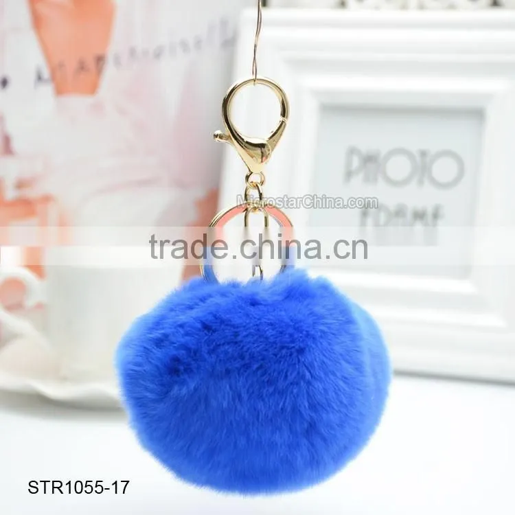 20 Colors 8cm Genuine Rex Rabbit Fur Ball Pom Pom Keychain Fur Ball Keychain