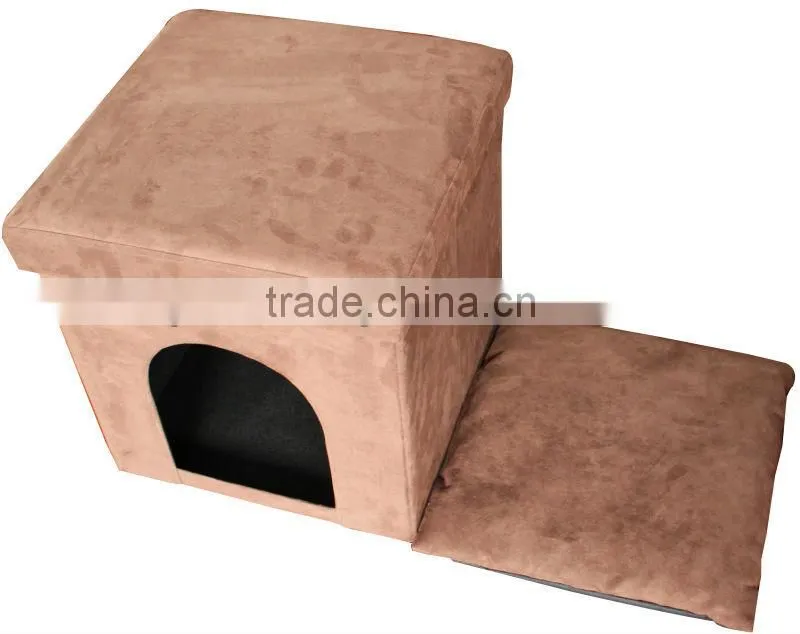 Purple suede bed foot stool