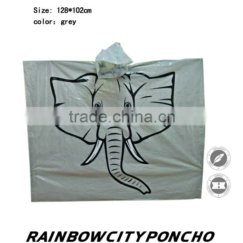 disposable PE rainwear poncho with logo printting