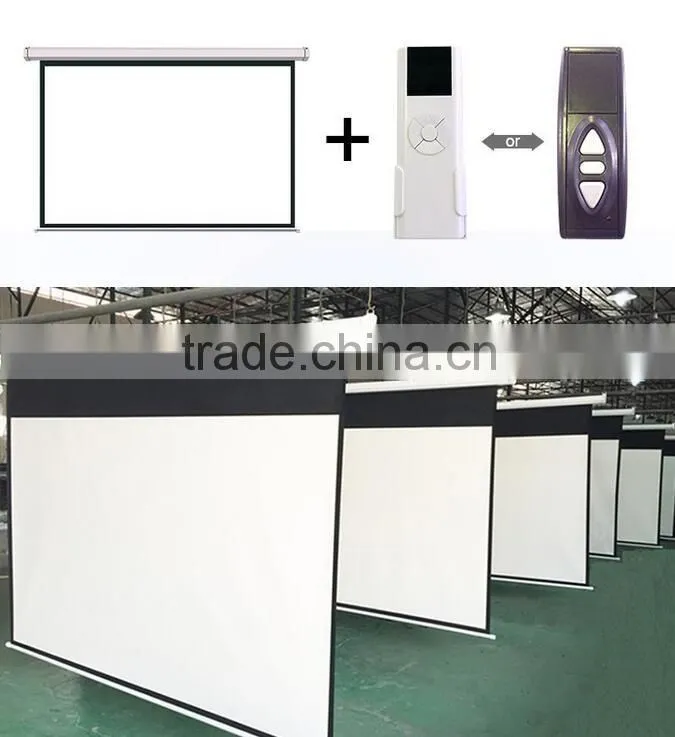 CE certificated 60"-300" Motorized Projection Screen with iron housing