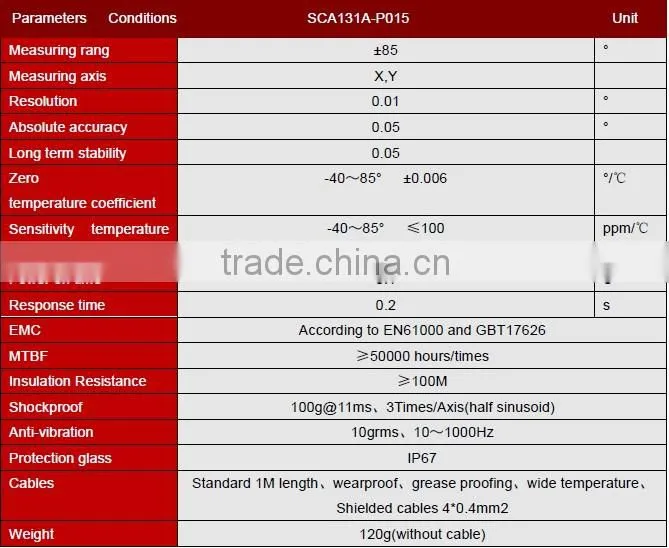SCA131A Standard Digital Type Dual-axis Tilt Switch Sensor Level Switch Transducer ,Highly anti-vibration performance